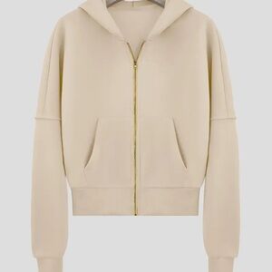 Women's Cream Zip-Up Hoodie